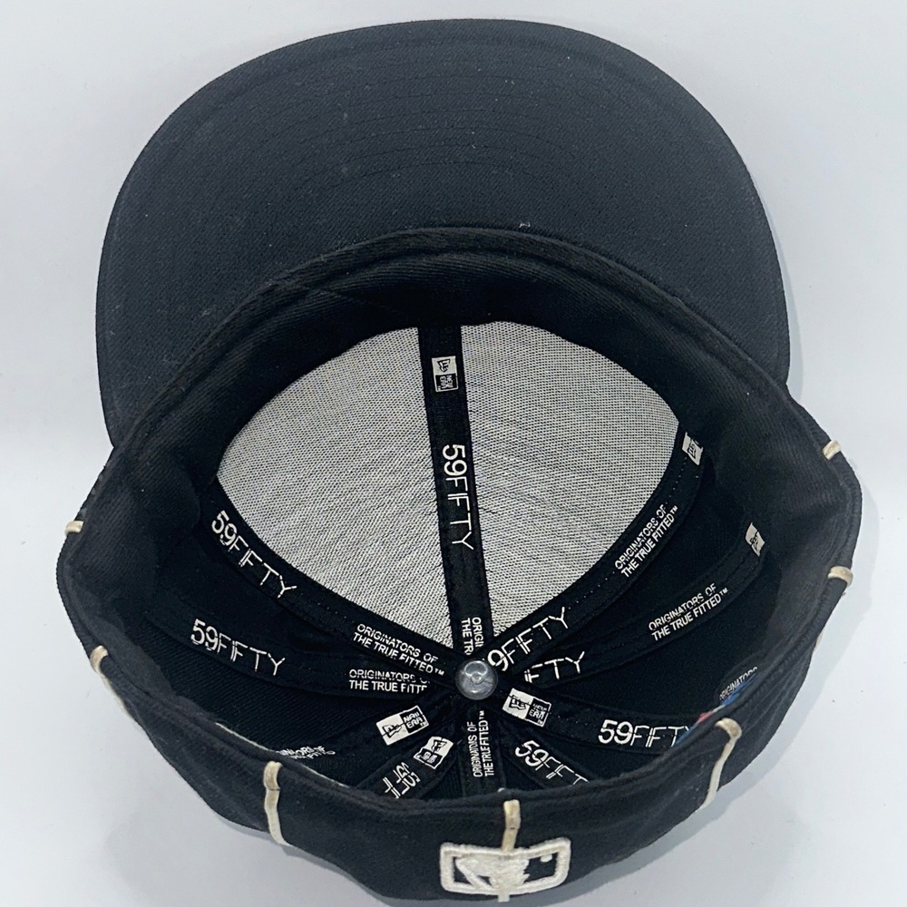New Era 59FIFTY Los Angeles Dodgers 7‎ 1/4 Black White Pinstripe Wool Fitted Hat - Picture 6 of 8